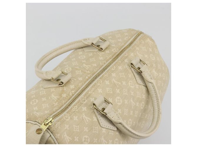 Borsa LOUIS VUITTON Monogram Mini Lin Speedy 30 White Dunne M95319 LV Auth 193401 Bianco - vista 6