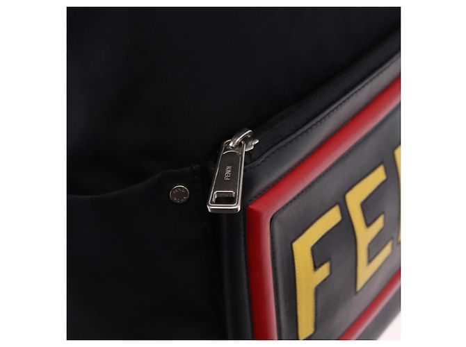 FENDI Rucksack Nylon Black Silver Auth bs36641V Schwarz Silber - Ansicht 17