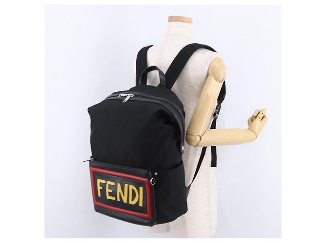 FENDI Rucksack Nylon Black Silver Auth bs36641V Schwarz Silber - Ansicht 26