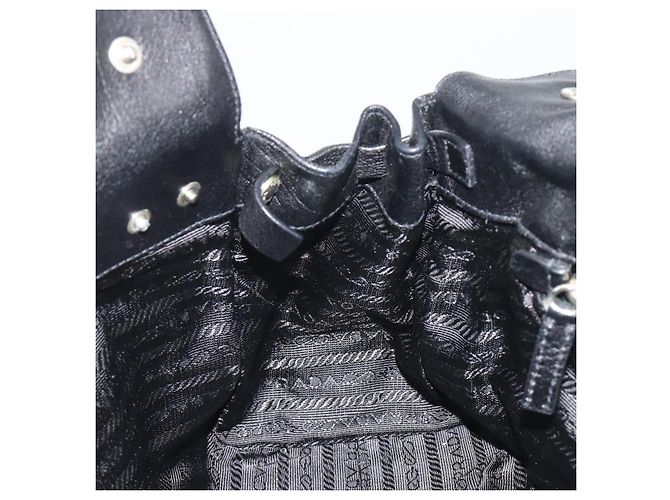 Bolso de hombro PRADA de piel negro plata Auth 195224V - vista 20