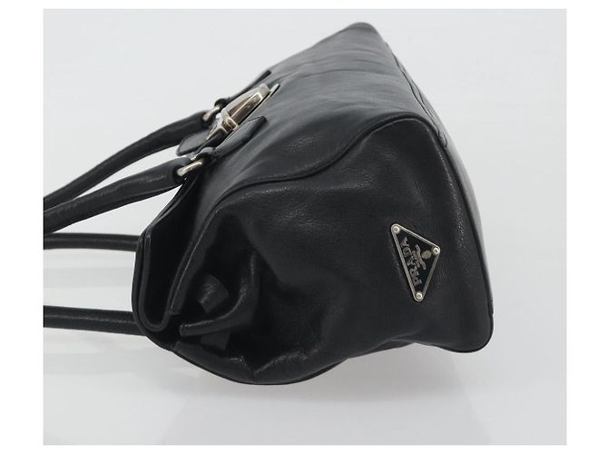 Bolso de hombro PRADA de piel negro plata Auth 195224V - vista 5