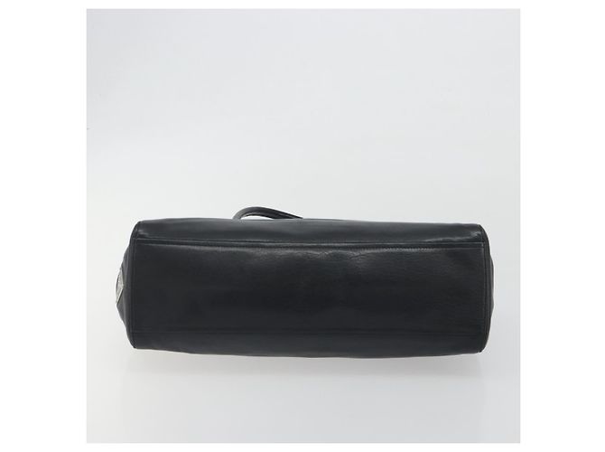 Bolso de hombro PRADA de piel negro plata Auth 195224V - vista 9