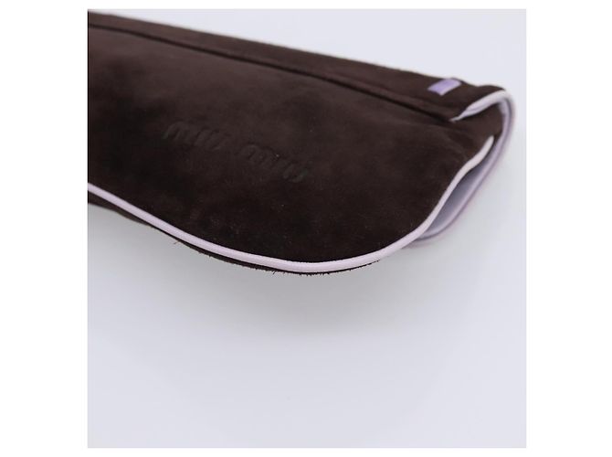Borsa a pochette Miu Miu Suede Brown Silver Auth 186970 Marrone Argento - vista 10