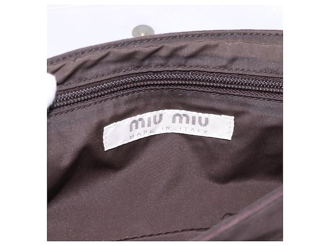Borsa a pochette Miu Miu Suede Brown Silver Auth 186970 Marrone Argento - vista 12