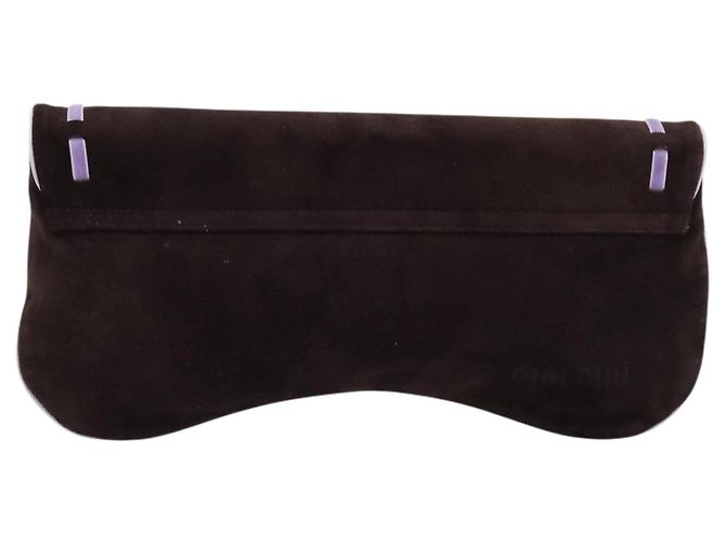 Borsa a pochette Miu Miu Suede Brown Silver Auth 186970 Marrone Argento - vista 3
