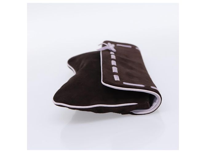 Borsa a pochette Miu Miu Suede Brown Silver Auth 186970 Marrone Argento - vista 5