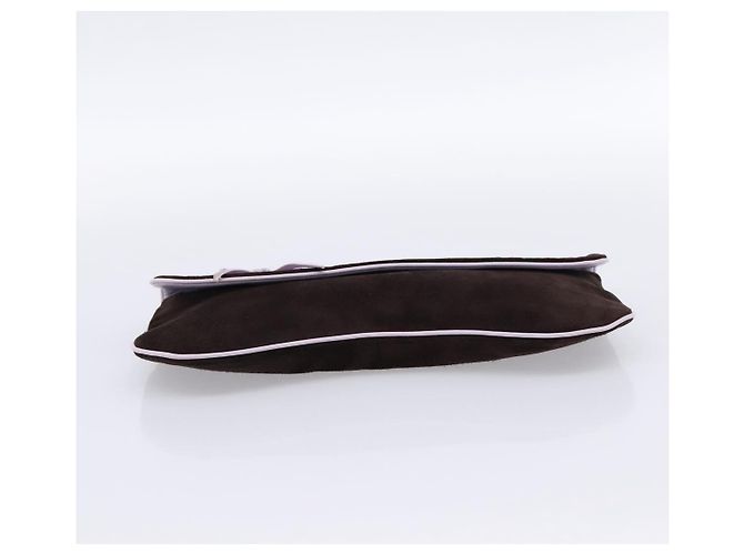 Borsa a pochette Miu Miu Suede Brown Silver Auth 186970 Marrone Argento - vista 7
