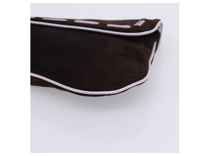 Borsa a pochette Miu Miu Suede Brown Silver Auth 186970 Marrone Argento - vista 8