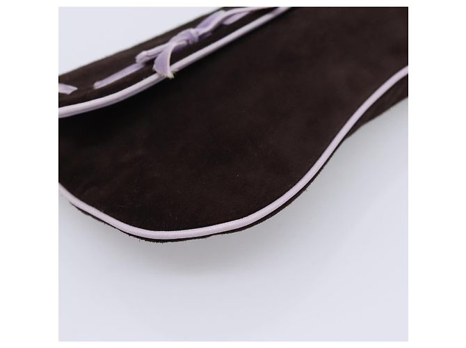 Borsa a pochette Miu Miu Suede Brown Silver Auth 186970 Marrone Argento - vista 9