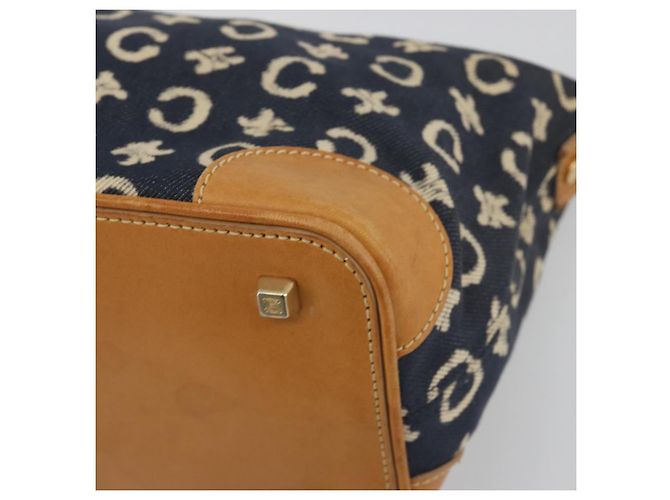 Céline Borsa a tracolla CELINE C Macadam Canvas Blue Gold Auth bs36746 D'oro - vista 10