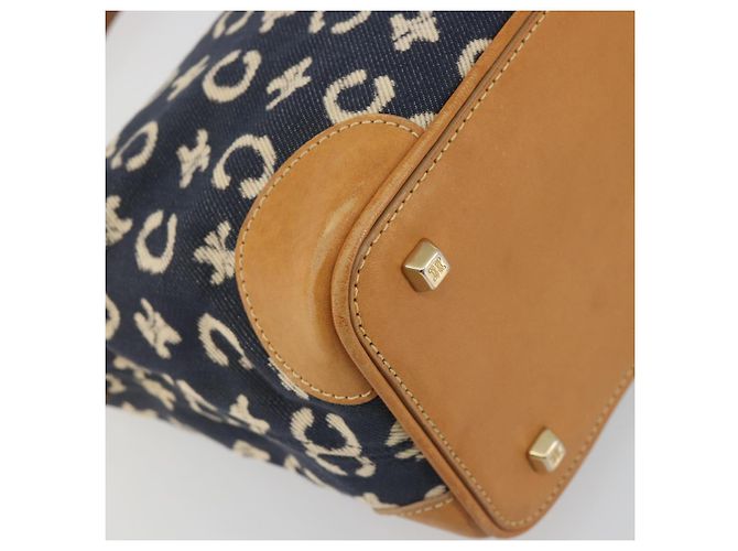 Céline Borsa a tracolla CELINE C Macadam Canvas Blue Gold Auth bs36746 D'oro - vista 11