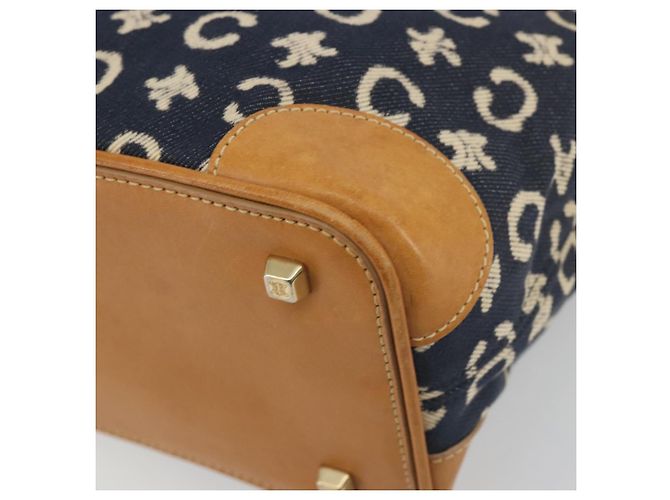 Céline Borsa a tracolla CELINE C Macadam Canvas Blue Gold Auth bs36746 D'oro - vista 12
