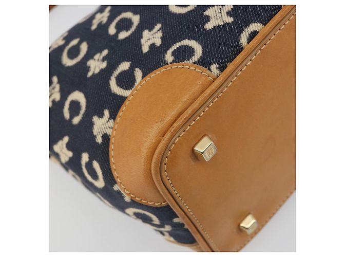 Céline Borsa a tracolla CELINE C Macadam Canvas Blue Gold Auth bs36746 D'oro - vista 13
