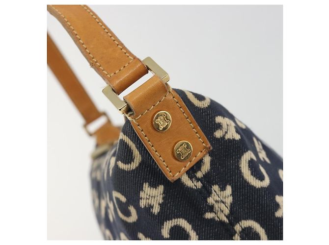 Céline Borsa a tracolla CELINE C Macadam Canvas Blue Gold Auth bs36746 D'oro - vista 14