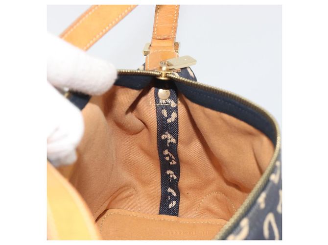Céline Borsa a tracolla CELINE C Macadam Canvas Blue Gold Auth bs36746 D'oro - vista 18