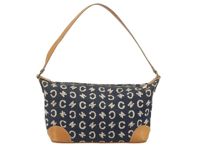 Céline Borsa a tracolla CELINE C Macadam Canvas Blue Gold Auth bs36746 D'oro - vista 3