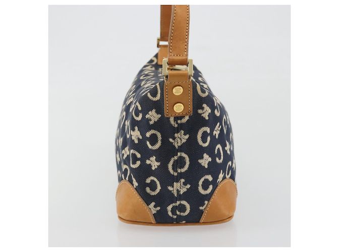Céline Borsa a tracolla CELINE C Macadam Canvas Blue Gold Auth bs36746 D'oro - vista 4