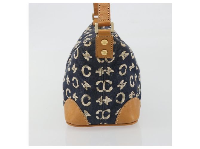 Céline Borsa a tracolla CELINE C Macadam Canvas Blue Gold Auth bs36746 D'oro - vista 5