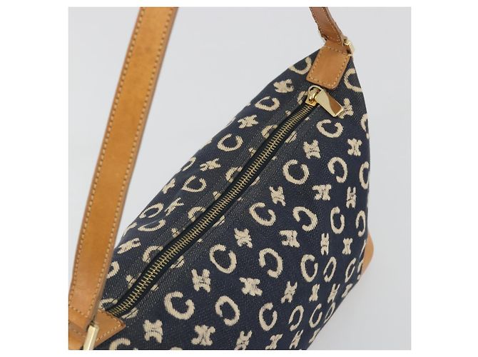Céline Borsa a tracolla CELINE C Macadam Canvas Blue Gold Auth bs36746 D'oro - vista 6