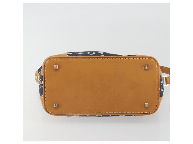 Céline Borsa a tracolla CELINE C Macadam Canvas Blue Gold Auth bs36746 D'oro - vista 9