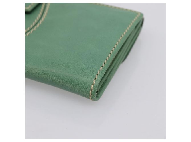 Cartera larga GUCCI de cuero Verde Oro Auth 197116A Dorado - vista 10