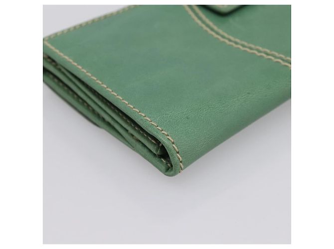Cartera larga GUCCI de cuero Verde Oro Auth 197116A Dorado - vista 11