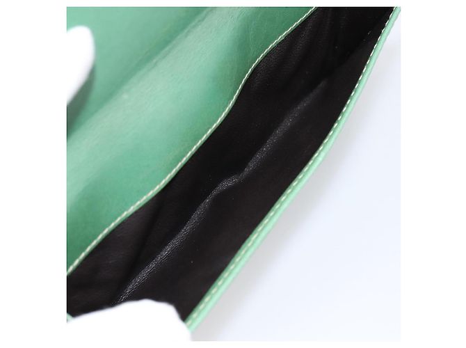 Cartera larga GUCCI de cuero Verde Oro Auth 197116A Dorado - vista 14