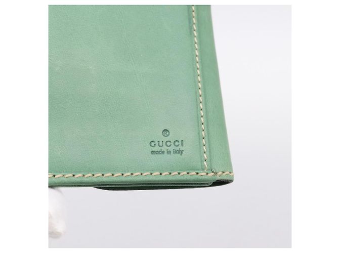 Cartera larga GUCCI de cuero Verde Oro Auth 197116A Dorado - vista 15