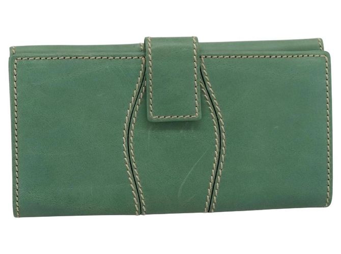Cartera larga GUCCI de cuero Verde Oro Auth 197116A Dorado - vista 3