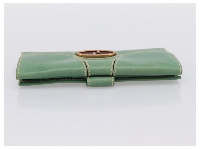 Cartera larga GUCCI de cuero Verde Oro Auth 197116A Dorado - vista 6