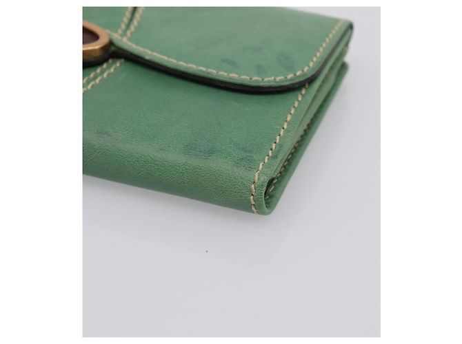 Cartera larga GUCCI de cuero Verde Oro Auth 197116A Dorado - vista 8