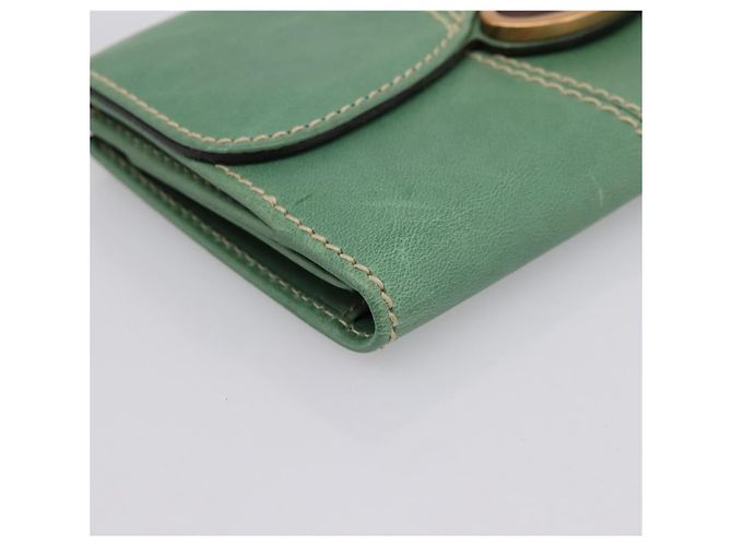 Cartera larga GUCCI de cuero Verde Oro Auth 197116A Dorado - vista 9