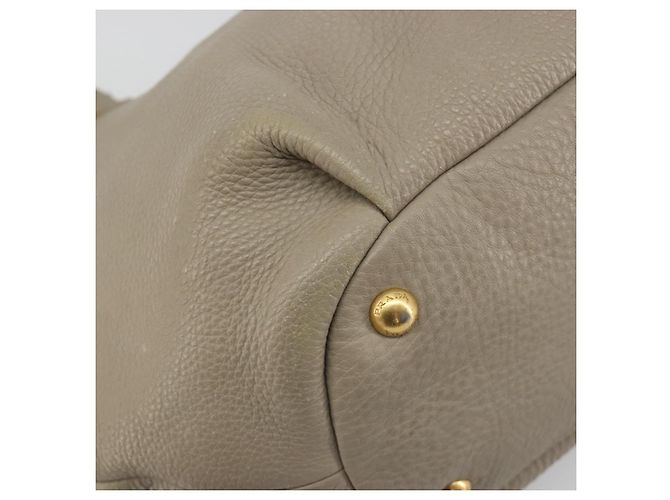 Borsa PRADA in pelle beige tono oro Auth 195487 - vista 13