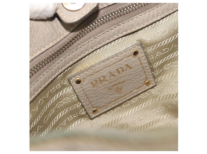 Borsa PRADA in pelle beige tono oro Auth 195487 - vista 17