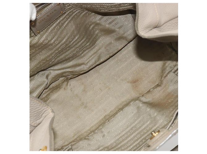 Borsa PRADA in pelle beige tono oro Auth 195487 - vista 18