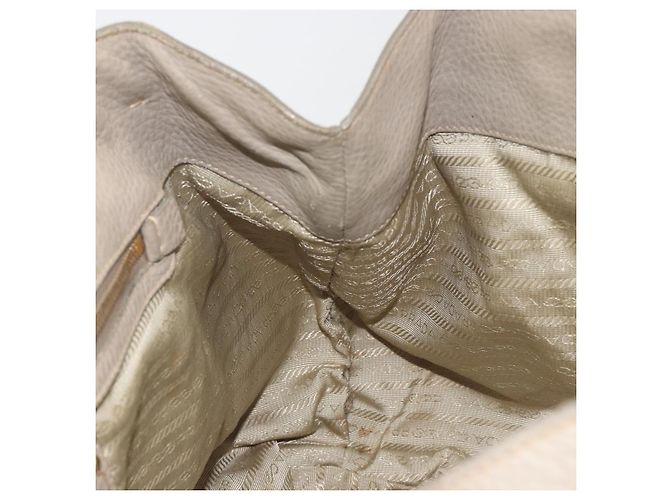 Borsa PRADA in pelle beige tono oro Auth 195487 - vista 19