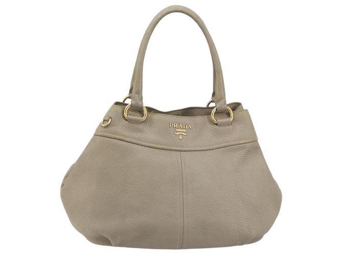 Borsa PRADA in pelle beige tono oro Auth 195487 - vista 2