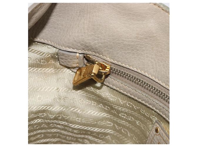 Borsa PRADA in pelle beige tono oro Auth 195487 - vista 21