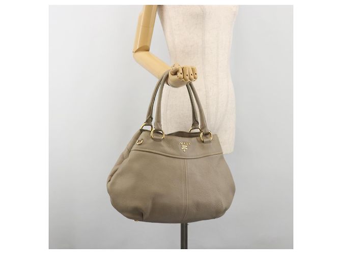 Borsa PRADA in pelle beige tono oro Auth 195487 - vista 24