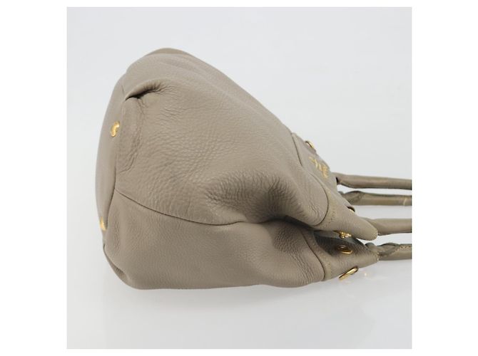 Borsa PRADA in pelle beige tono oro Auth 195487 - vista 4