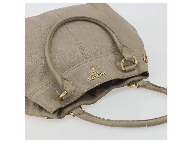 Borsa PRADA in pelle beige tono oro Auth 195487 - vista 6