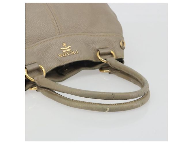 Borsa PRADA in pelle beige tono oro Auth 195487 - vista 7