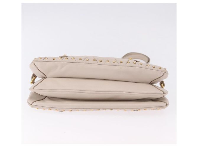 Borsa a tracolla con catena Miu Miu Pelle Beige Tono Oro Auth 195430A - vista 10