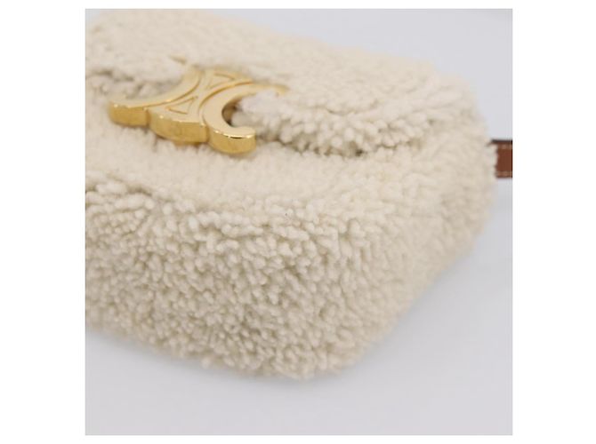 Céline CELINE Triomphe Mini Claude Shoulder Pouch Bore Beige Gold Auth 196467SAM Dorado - vista 10