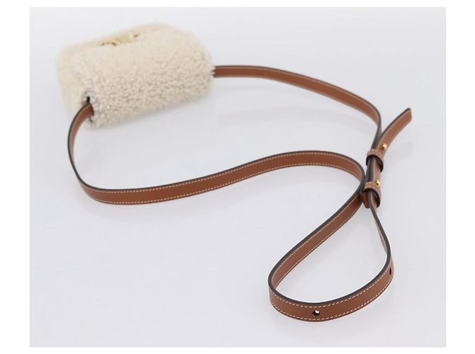 Céline CELINE Triomphe Mini Claude Shoulder Pouch Bore Beige Gold Auth 196467SAM Dorado - vista 7