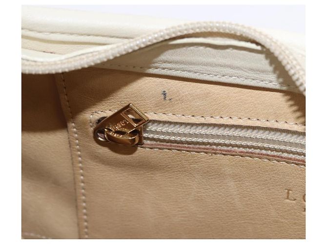 Borsa a tracolla LOEWE Anagram Suede Beige Gold Tone Auth 195760V - vista 19