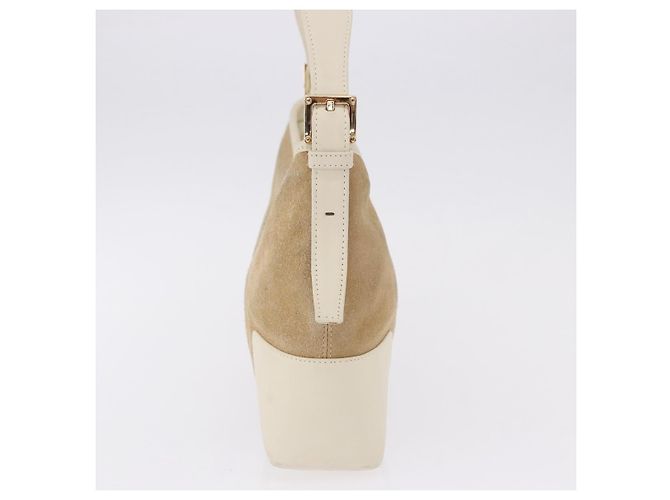 Borsa a tracolla LOEWE Anagram Suede Beige Gold Tone Auth 195760V - vista 3