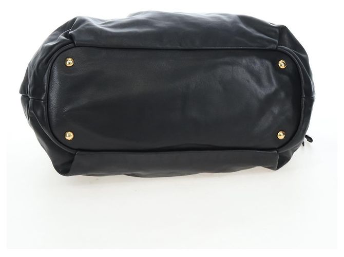 Ribbon Borsa a mano PRADA con nastro laterale in pelle nera e oro BR4240 Auth am12234V Nero D'oro - vista 11