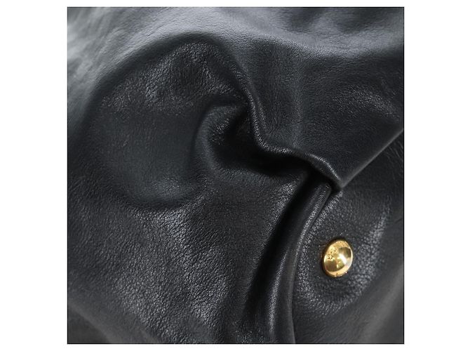 Ribbon Borsa a mano PRADA con nastro laterale in pelle nera e oro BR4240 Auth am12234V Nero D'oro - vista 12