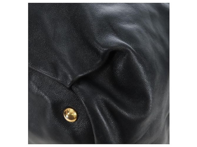 Ribbon Borsa a mano PRADA con nastro laterale in pelle nera e oro BR4240 Auth am12234V Nero D'oro - vista 13
